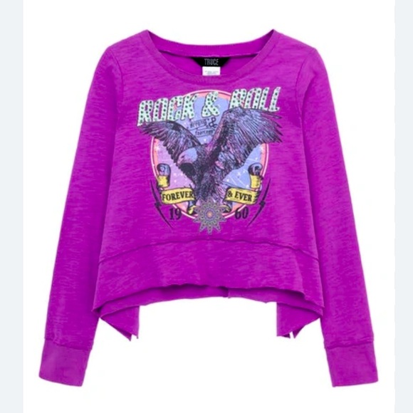 TRUCE NWT SZ 7/8 Kids Rock & Roll Graphic Long Sleeve Shirt - Purple - Picture 1 of 5